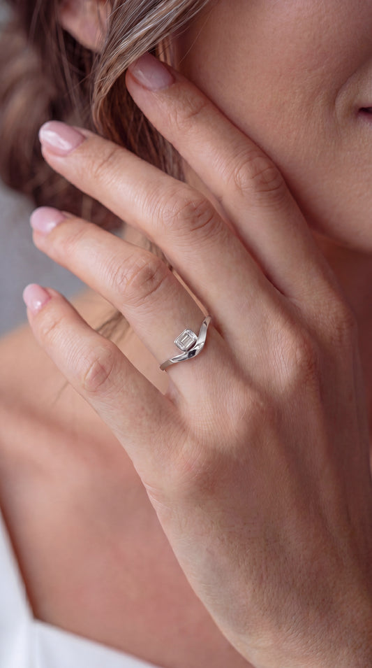Half Carat Emerald White Gold Diamond Ring (ARJS3966)