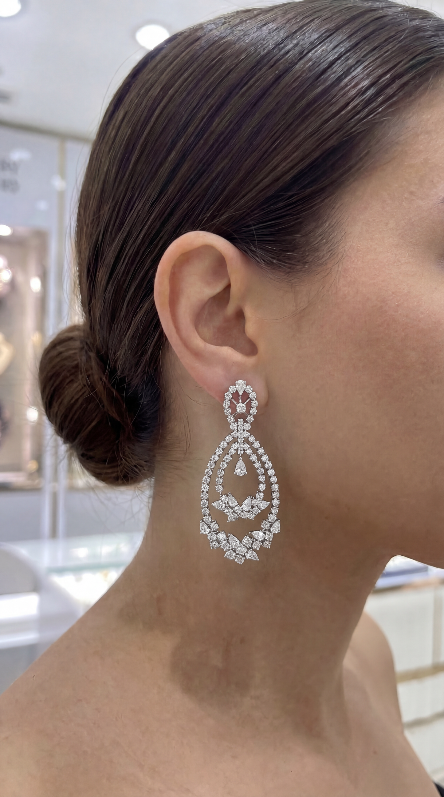 Mix Shape Dangling Diamond Earrings (ARJS3027)
