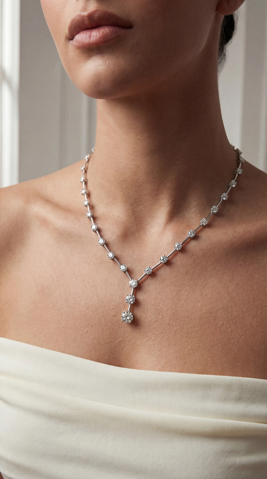 Natural Diamond Solitaire Long Necklace