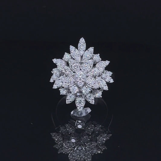 Mix Shape Flower Style Diamond Ring (ARJS3954)