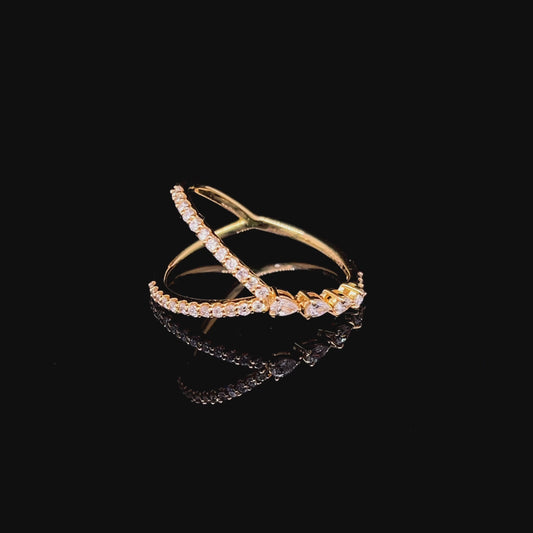 Y Shape Diamond Ring in Yellow Gold (BRD1253)