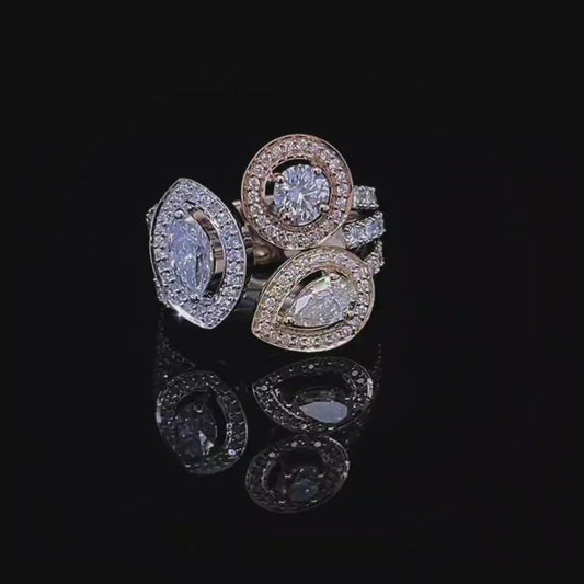 PEAR MARQUISE & ROUND DIAMOND RING
