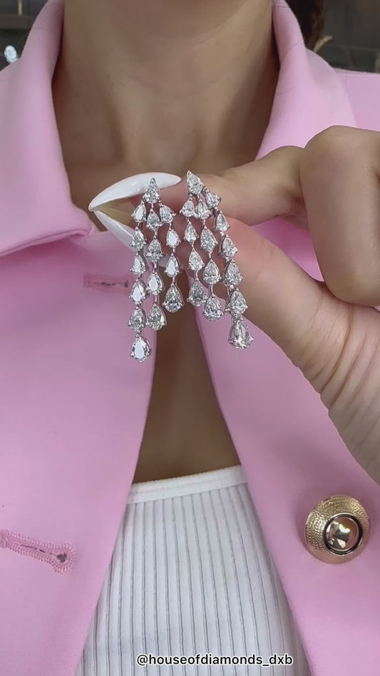 3 Line Pear Diamond Earring (ARJS2458)