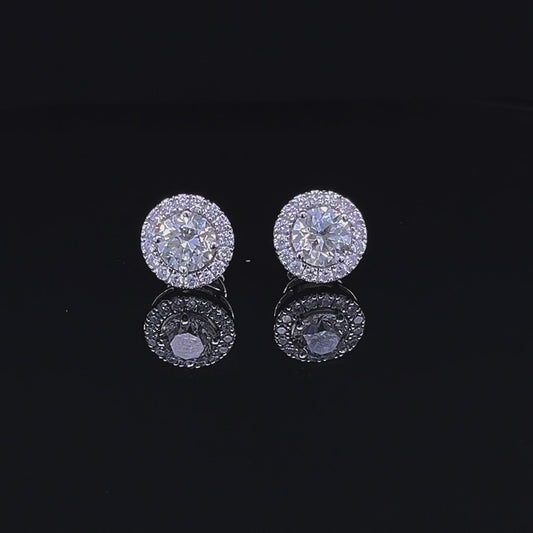 Halo Round Diamond Stud Earring 1CT Each (ARJS2090)