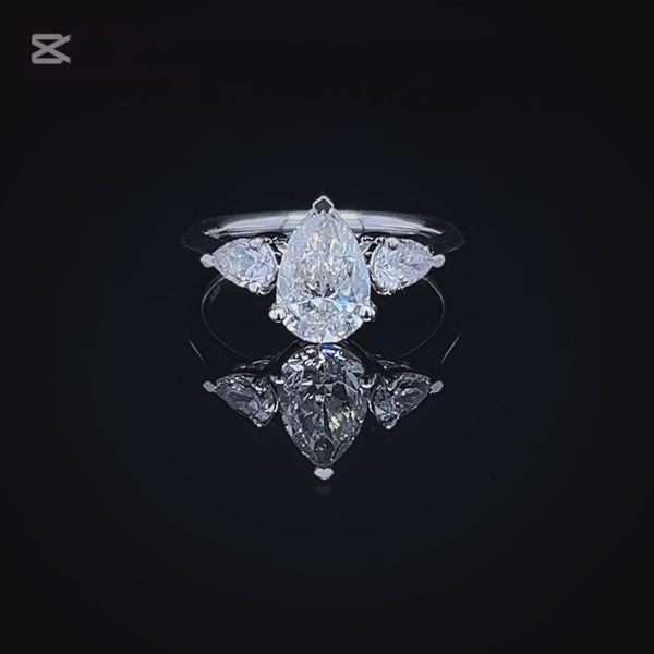 1.50 Carat Classic Pear-Shaped Tripology Three-Stone Ring