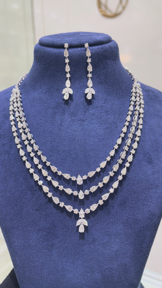 3 Line Mix Shape Diamond Necklace (ARJS3755)
