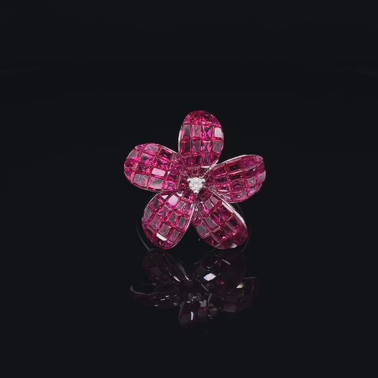 Ruby Flower with Diamond Ring (ARJS3648)