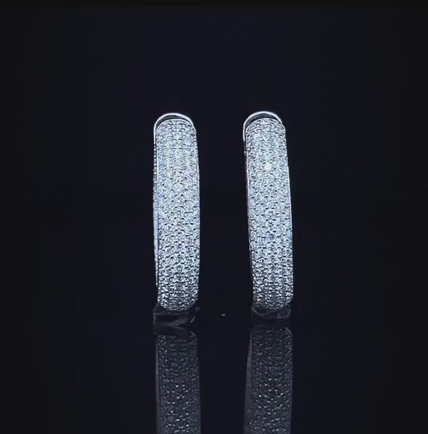 ROUND DIAMOND PAVE HOOPS EARRING