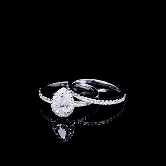 Pear Halo Twin Band Diamond Ring (ARJS2685)