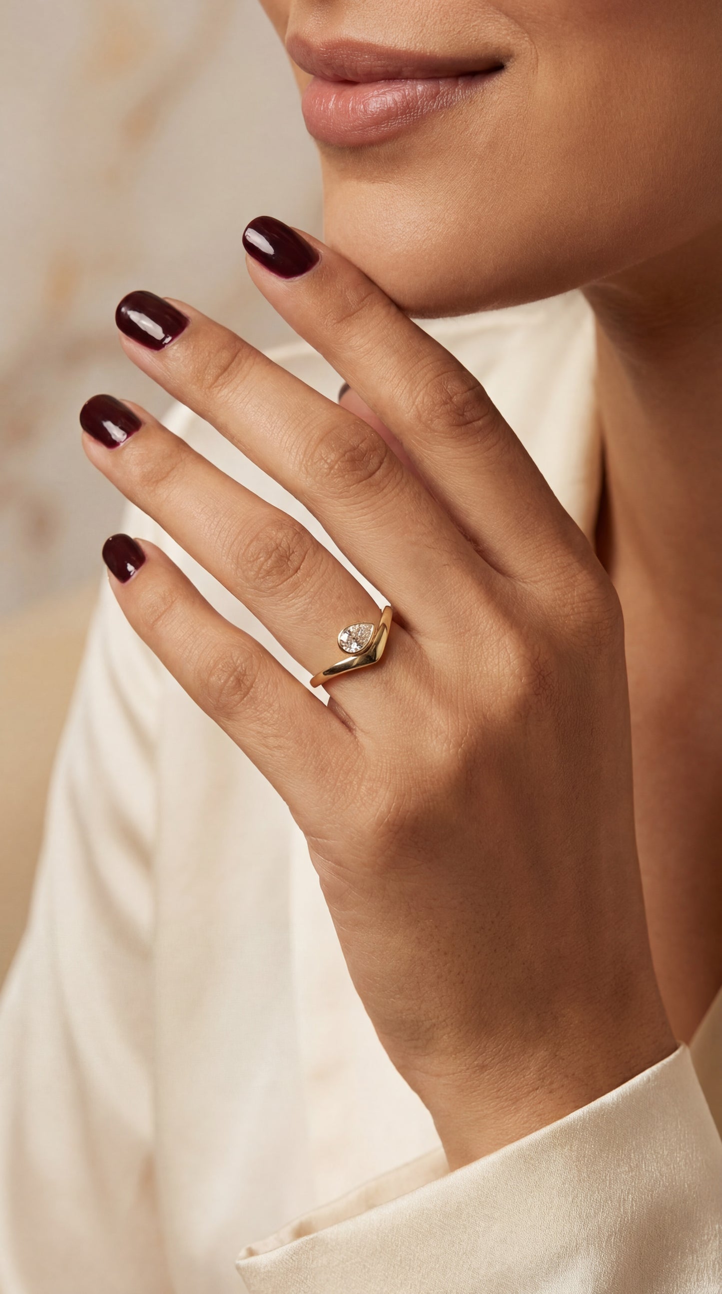 Half Carat Pear in Yellow Gold Diamond Ring (ARJS3968)